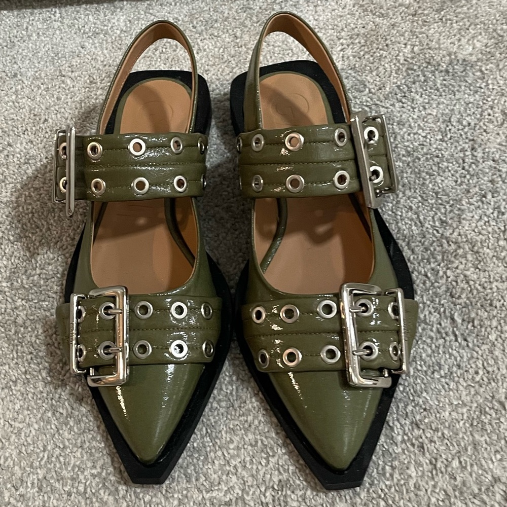 Brand New! Ganni Buckle Ballerina Flats Size 37